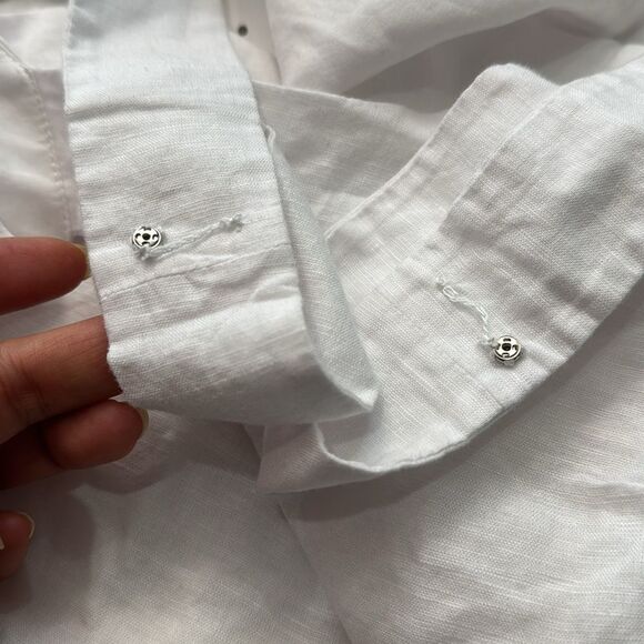 NWT Linen-blend squareneck White tank top size L - Picture 8 of 12